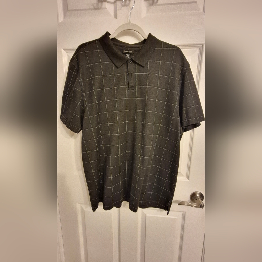 Van Heusen Dark Gray Checkered Polo Shirt